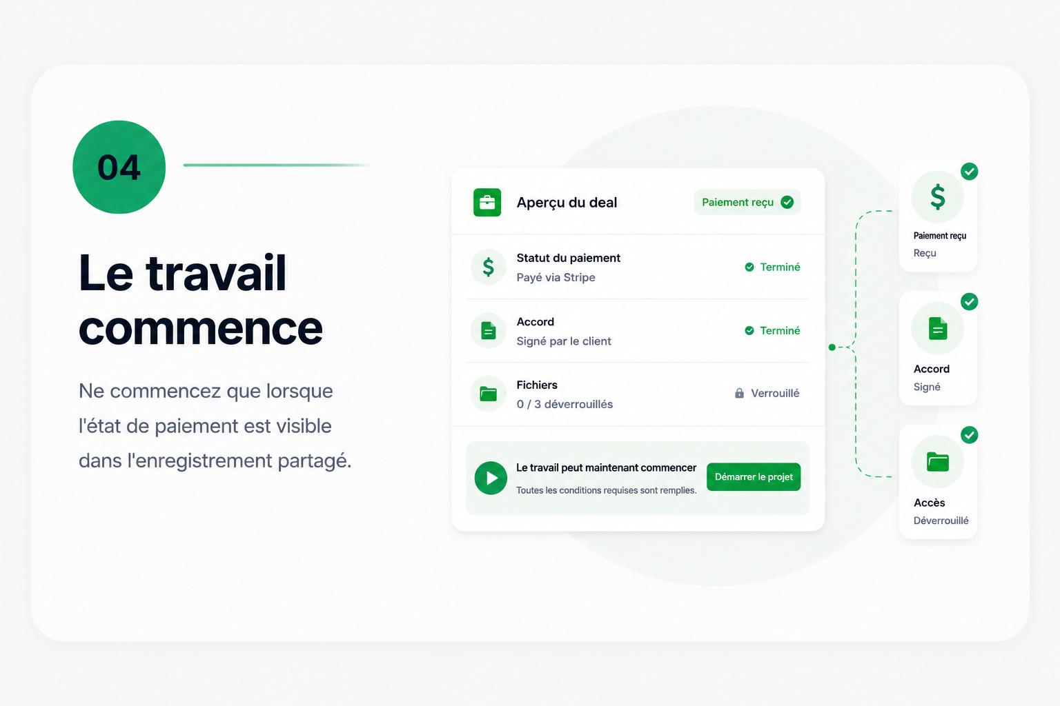 Capture Dealokr : message d’acompte : donner une action claire au client